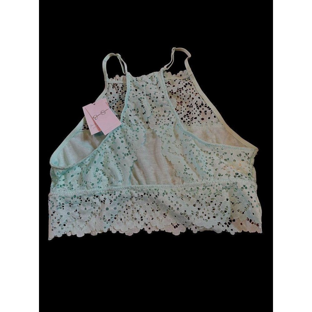 Jessica Simpson Cropped Tank Top Size L 12-14 Eyelet Lace Ruffle - Picture 3 of 7
